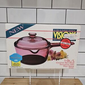 Vintage Cranberry Visions Ware Pot Corning Cookware‎ 1QT/L Saucepan New 6015081